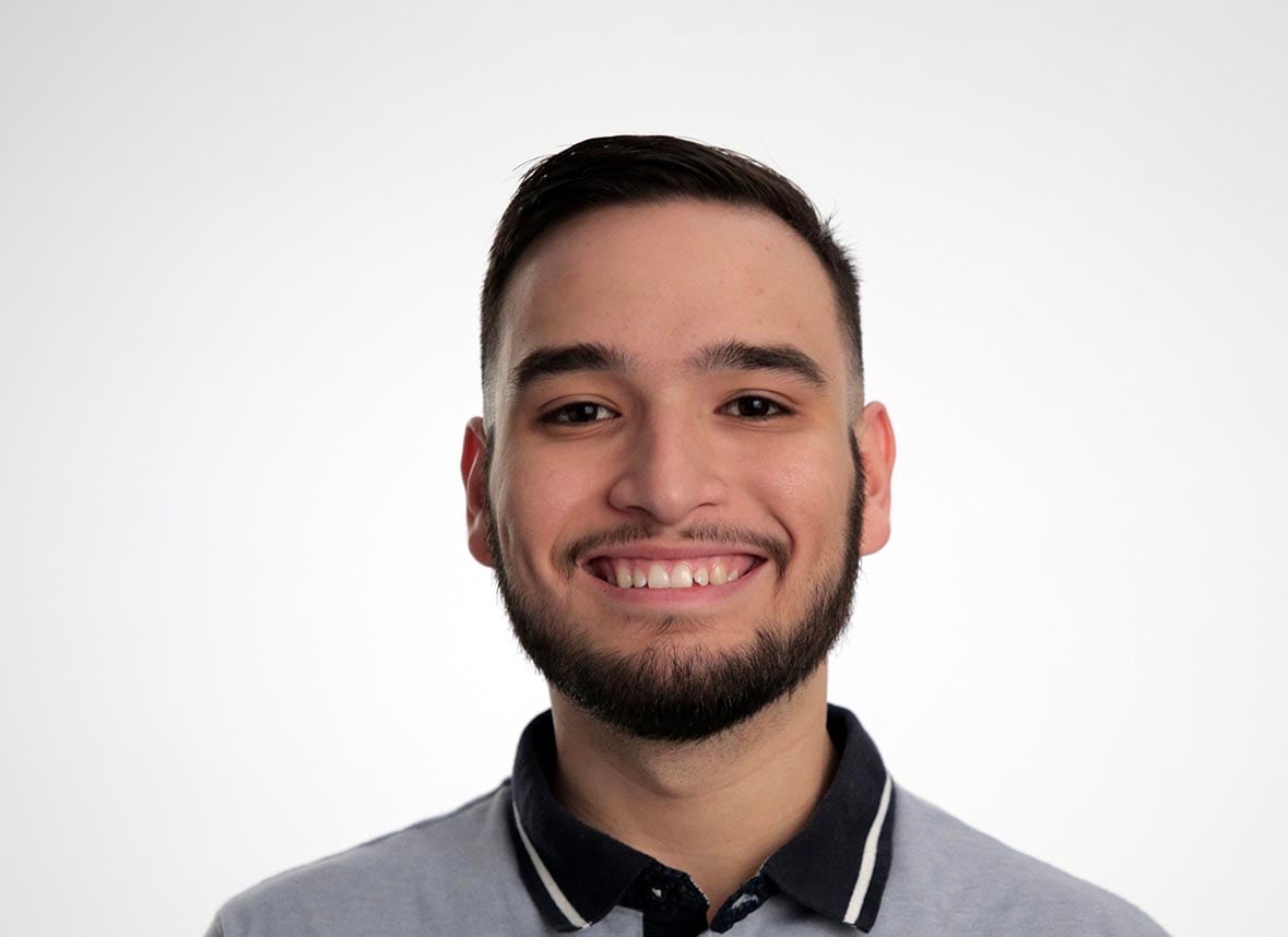 Juan Pablo smiling with his name Juan Pablo Lopez Padilla and the My Journey to JIVI logo