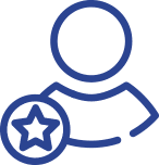 Human icon with star badge Human icon with star badge