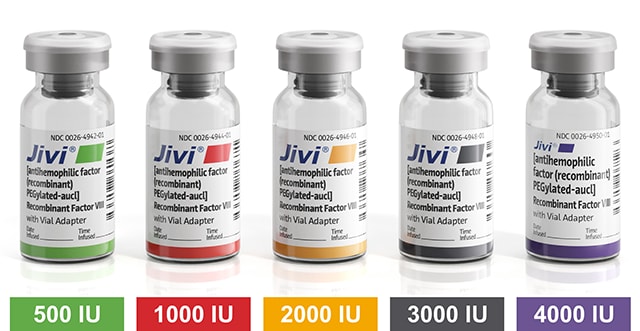 Jivi (antihemophilic factor (recombinant) PEGylated-aucl) various vial ranges Jivi (antihemophilic factor (recombinant) PEGylated-aucl) in 5 vial sizes