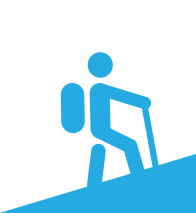 Graphic image representing a man hiking.