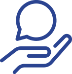 Hand holding a dialogue box