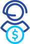 Phone operator with dollar sign icon representing copay program